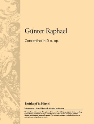 Concertino in D o. op. Günter Raphael Partition Alto