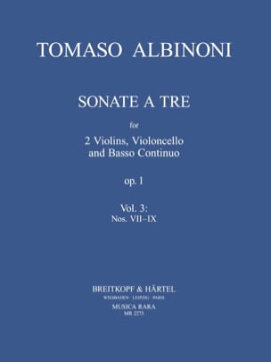 Sonate A Tre Op.1 Vol.3 ALBINONI Partition Quatuors