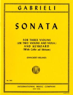 Sonata - 3 Violins or 2 Vl Va piano GABRIELI Partition Quatuors