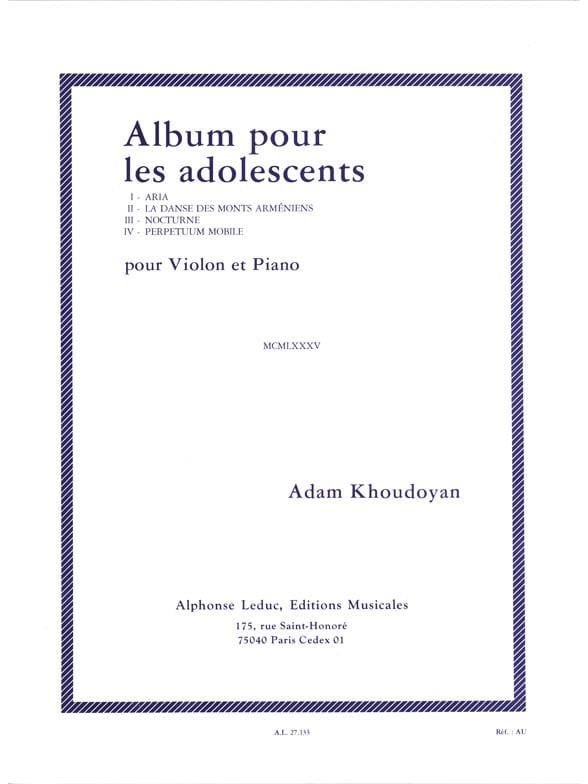 Album pour les adolescents Adam Khoudoyan Partition Violon