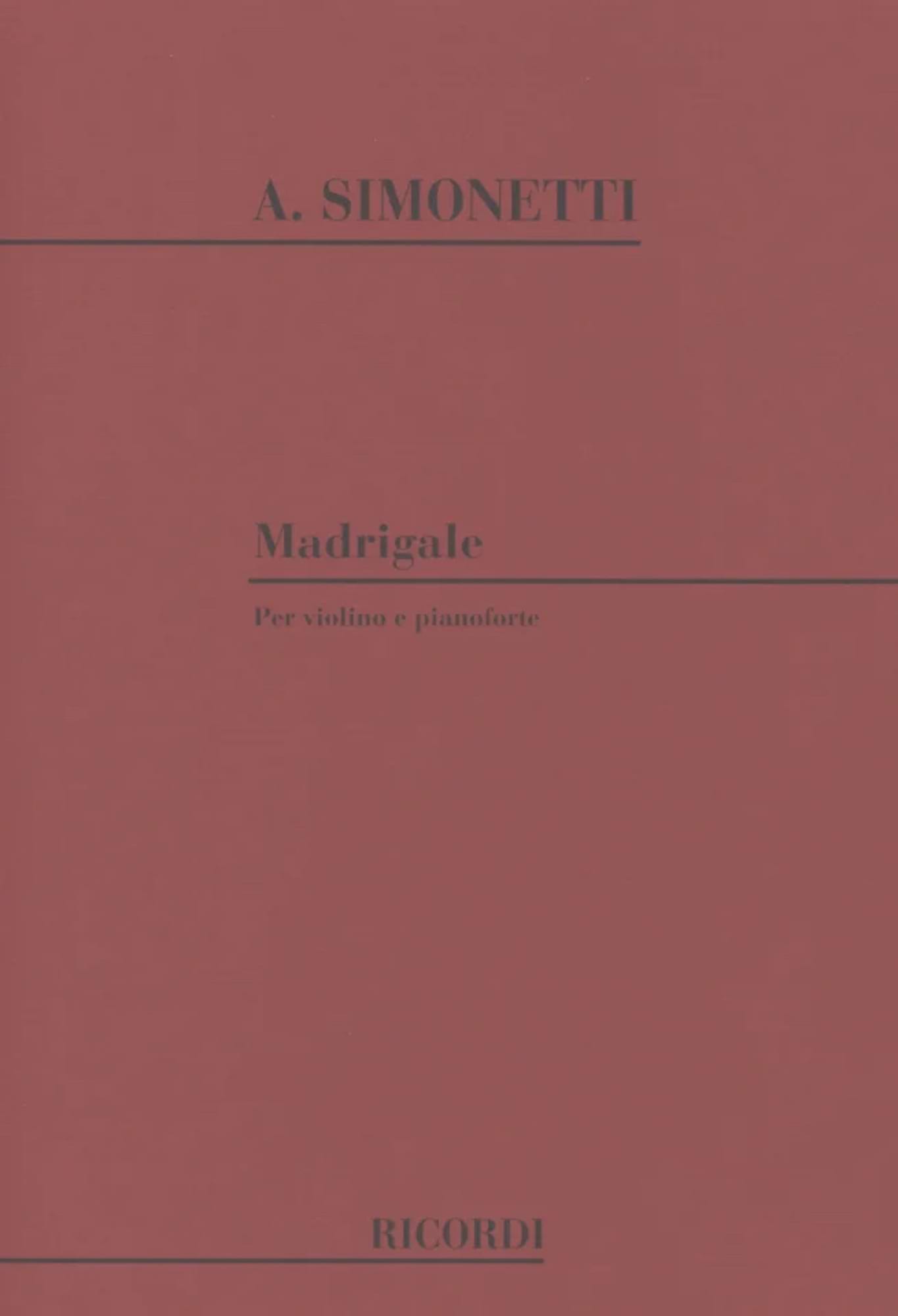 Madrigale Achille Simonetti Partition Violon