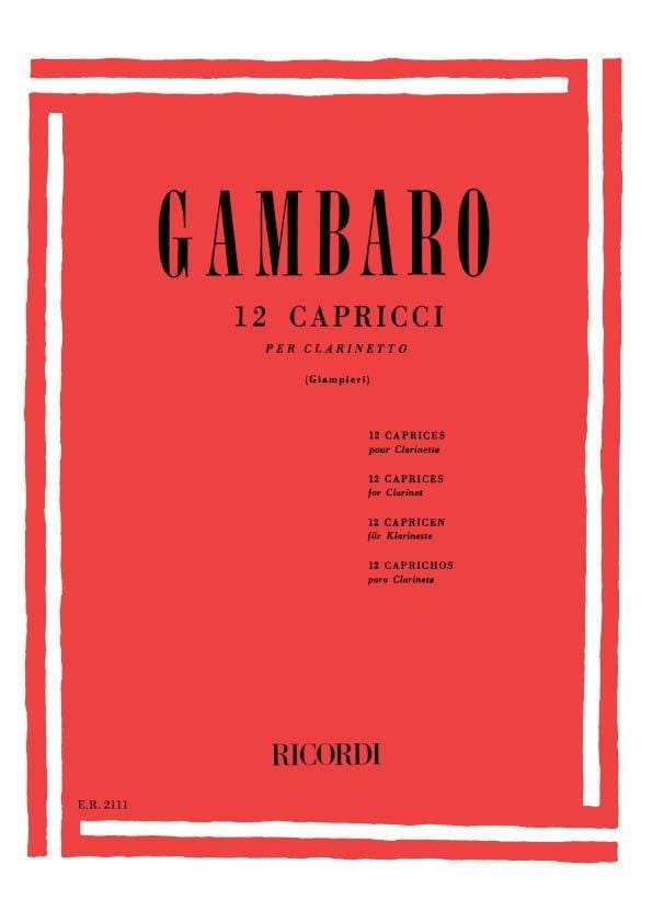 12 Caprices Giovani-Baptiste Gambaro Partition Clarinette