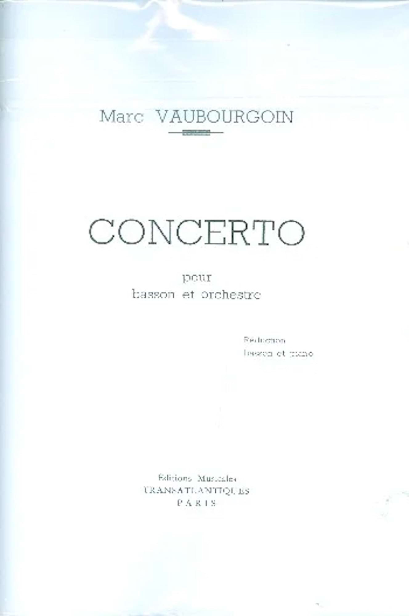 Concerto - Basson Marc Vaubourgoin Partition Basson