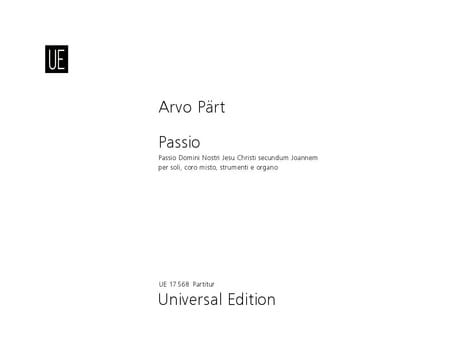 Passio - Partitur PÄRT Partition Grand format