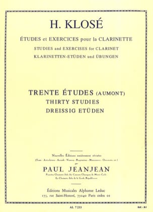 30 Etudes d'après Henry Aumont Hyacinthe Klosé Partition Clarinette
