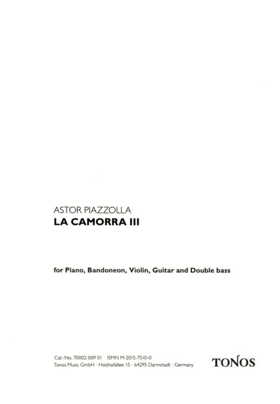 Camorra 3 - Parties Séparées Astor Piazzolla Partition