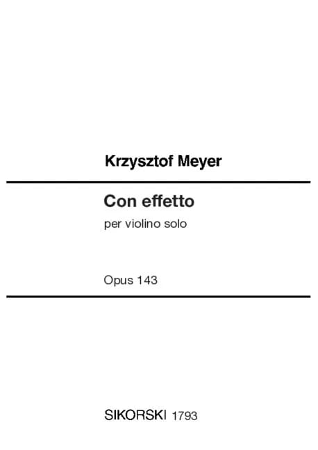 Con effetto Krzysztof Meyer Partition Violon