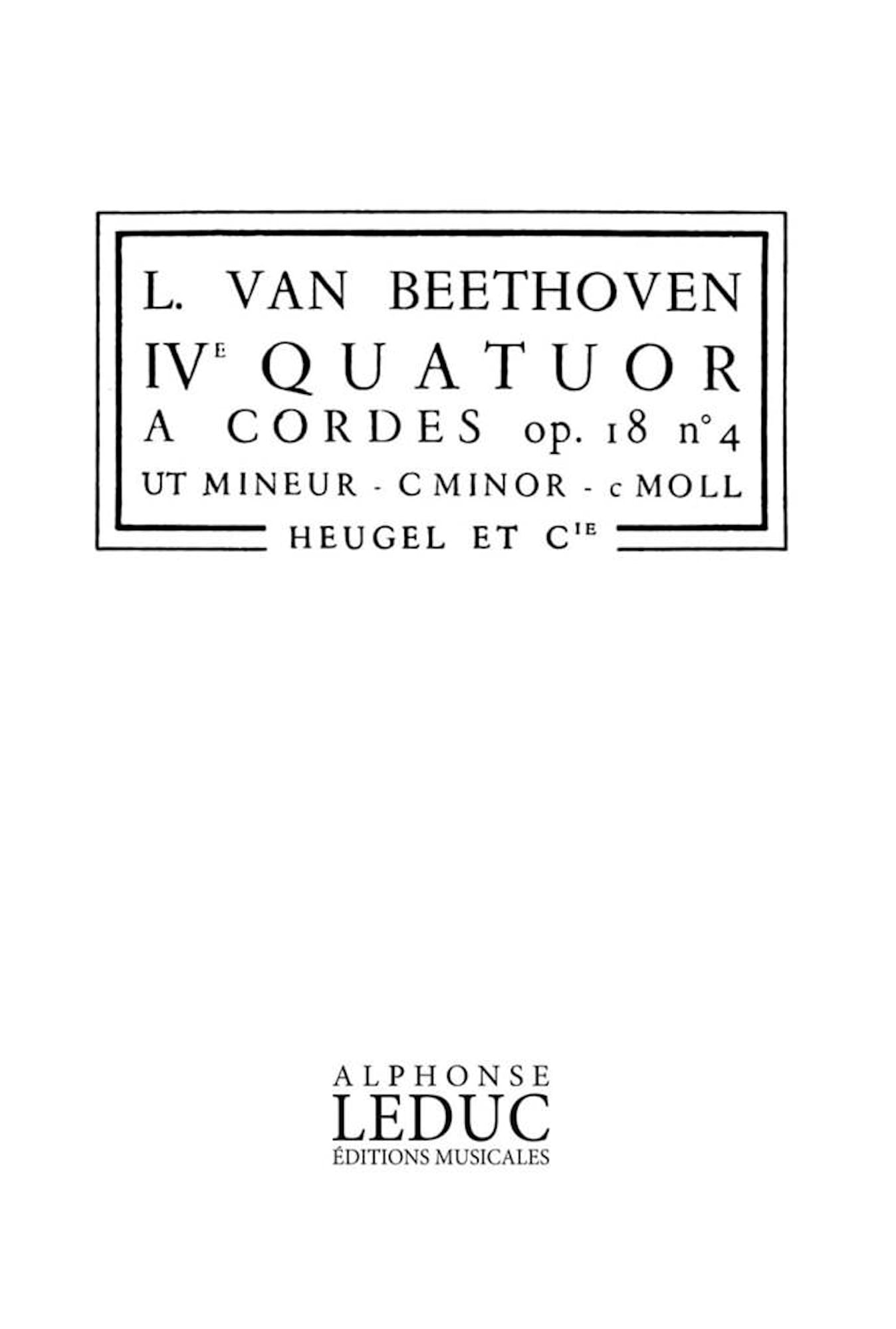 Quatuor à cordes n° 4 op. 18 n° 4 - Conducteur - BEETHOVEN - Partition