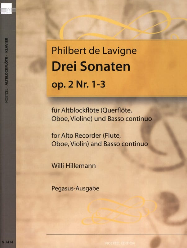 3 Sonaten op. 2 - Nr. 1-3 - Altblockflöte u. Bc - Philbert de Lavigne