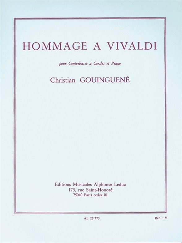 Hommage à Vivaldi Christian Gouinguené Partition Contrebasse
