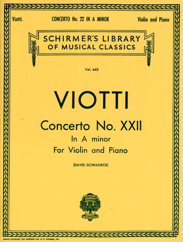 Concerto Violon N° 22 en La mineur VIOTTI Partition Violon