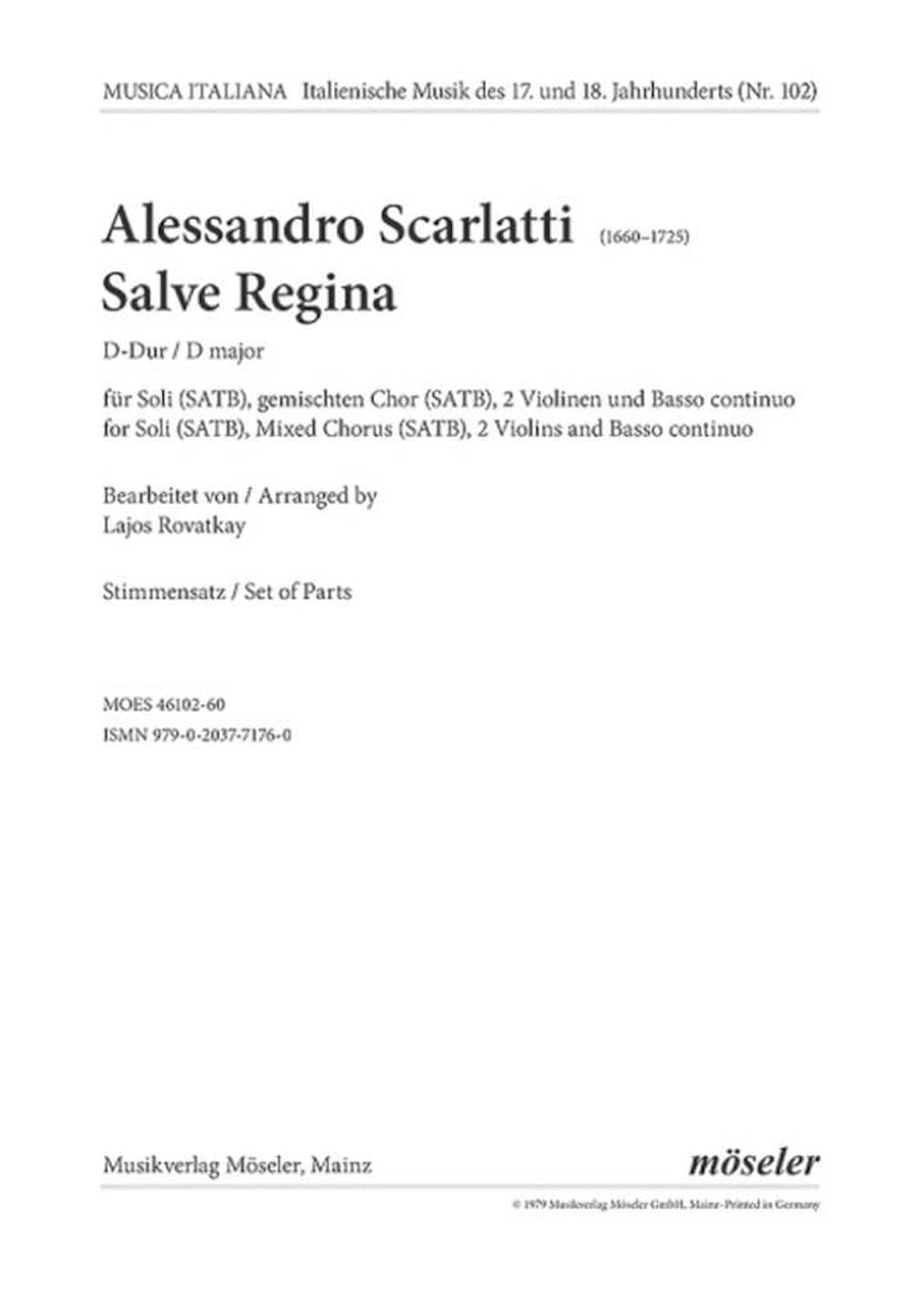 Salve Regina D-Dur Scarlatti Alessandro Partition
