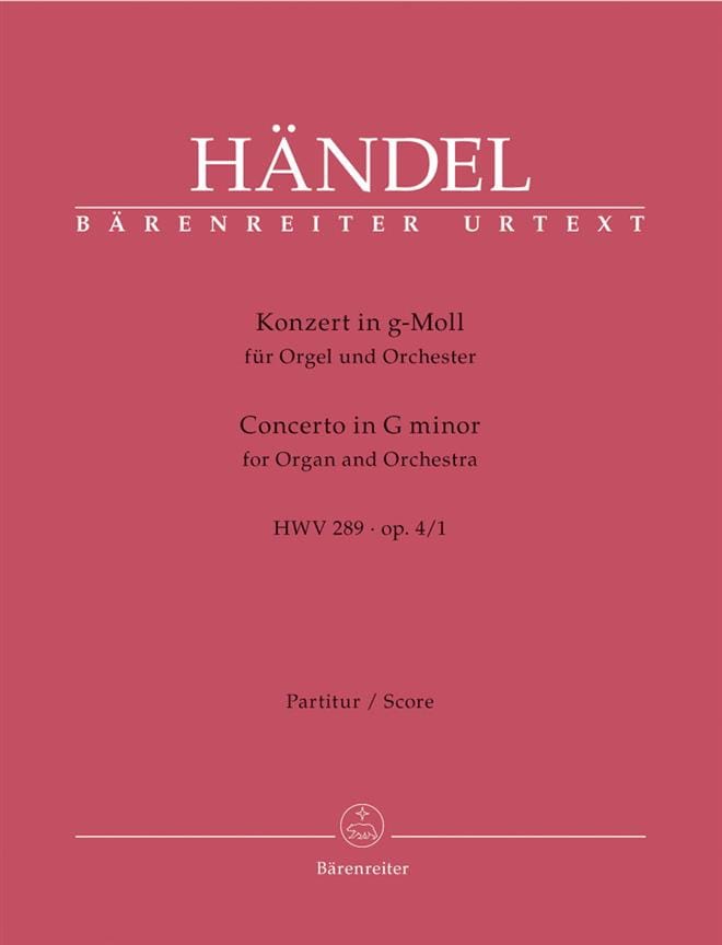 Orgel-Konzert g-Moll op. 4/1 HWV 289 - Partitur - HAENDEL - Partition