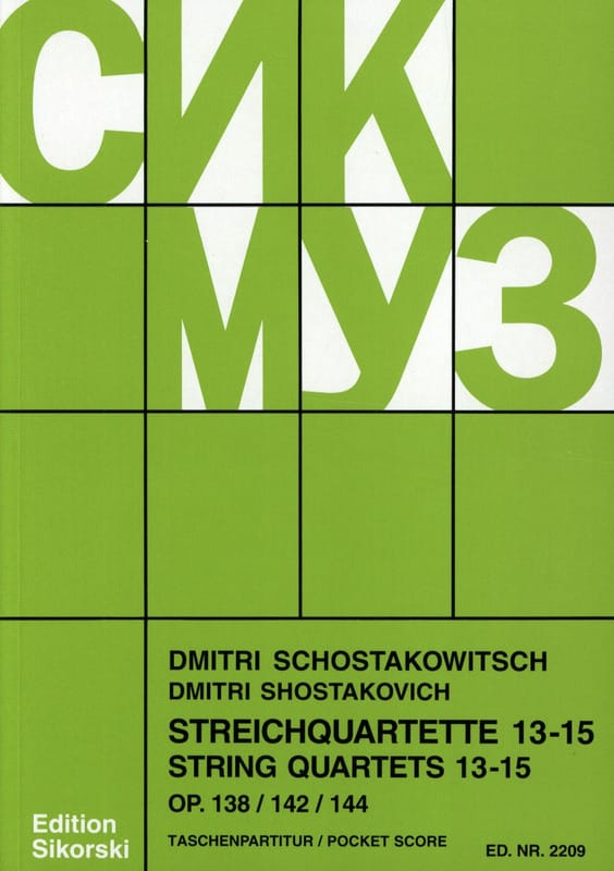Streichquartette Nr. 13-15 - Partitur - CHOSTAKOVITCH - Partition