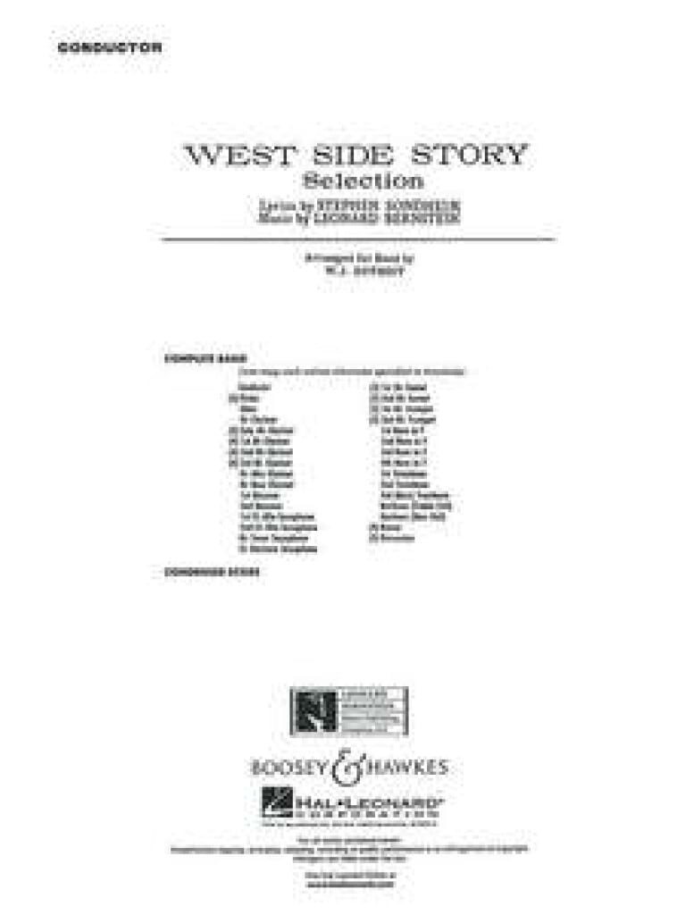West Side Story - Selections for Band BERNSTEIN Partition Petit format