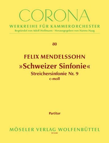 Swiss Symphony C Minor - Partitur MENDELSSOHN Partition Grand format