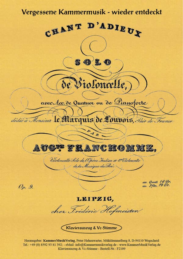 Chant d'adieux opus 9 Auguste Joseph Franchomme Partition Violoncelle
