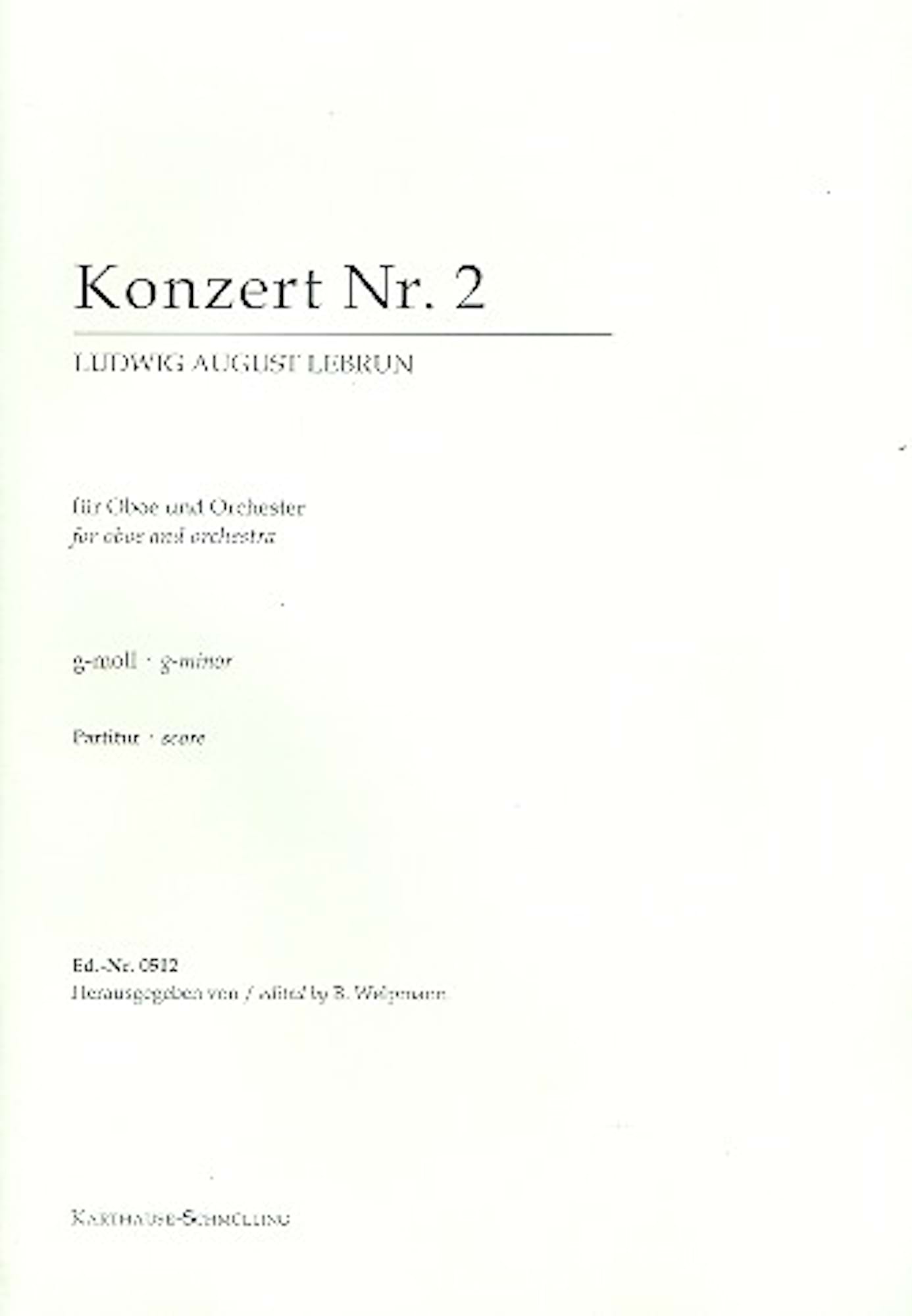 Konzert g-Moll Nr.2 - Hautbois - Lebrun Ludwig August - Partition