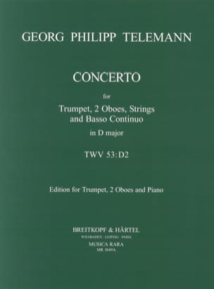 Concerto N° 3 in D - Trumpet 2 oboes piano red. - TELEMANN - Partition