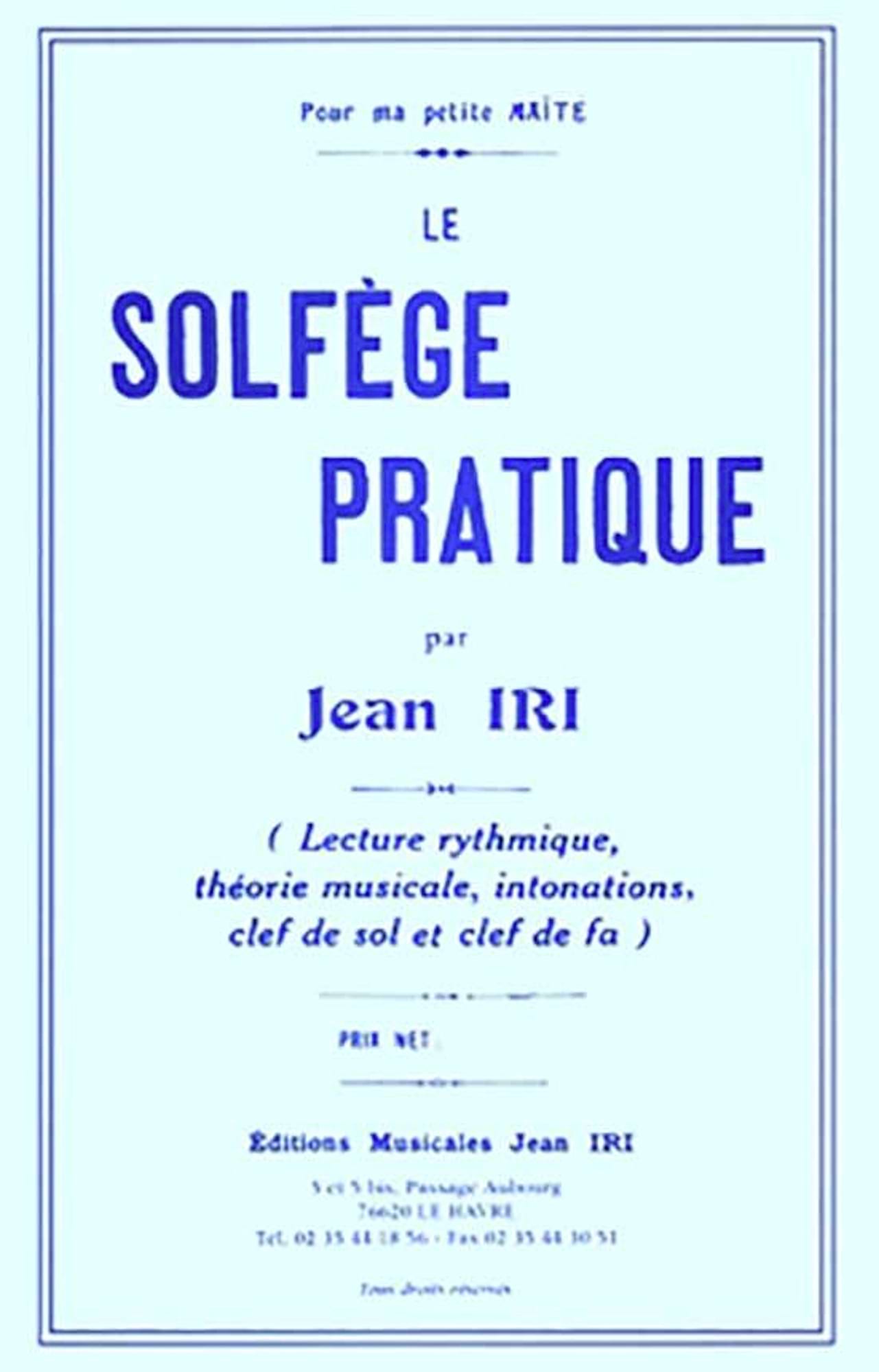 Solfège pratique Jean IRI Partition