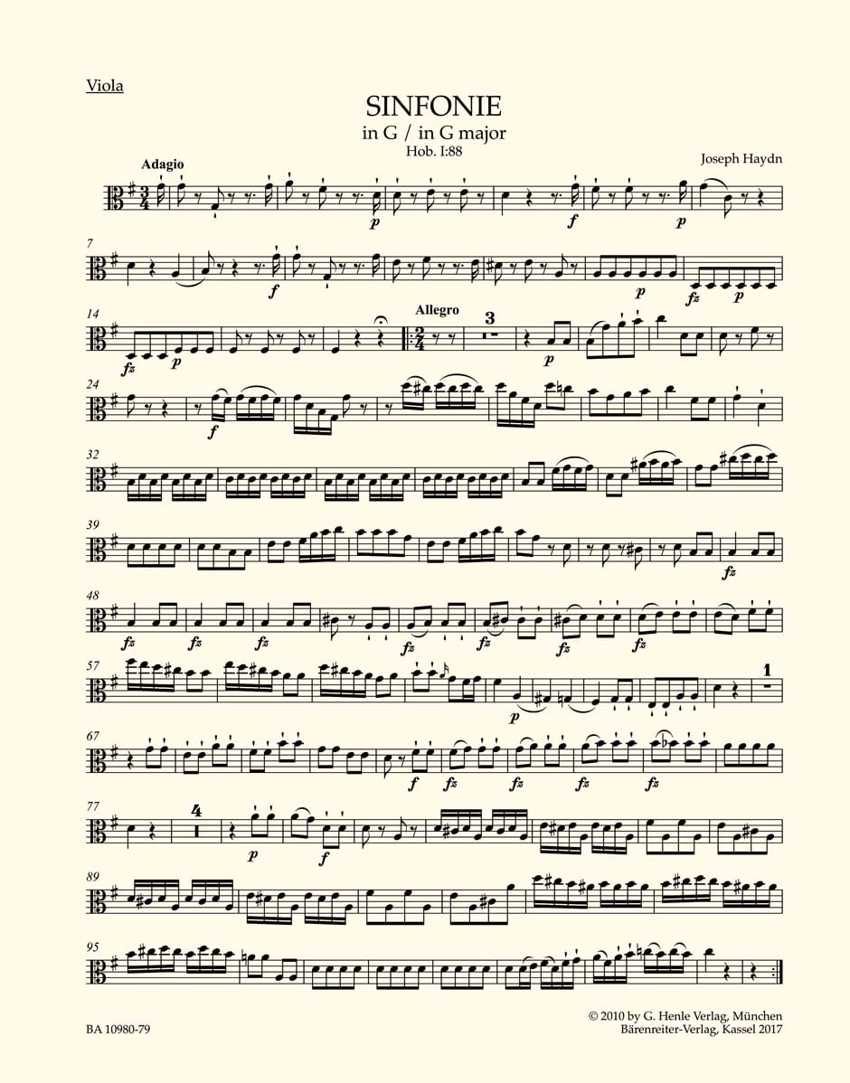 Symphony G major Hob. I:88 Joseph Haydn Partition