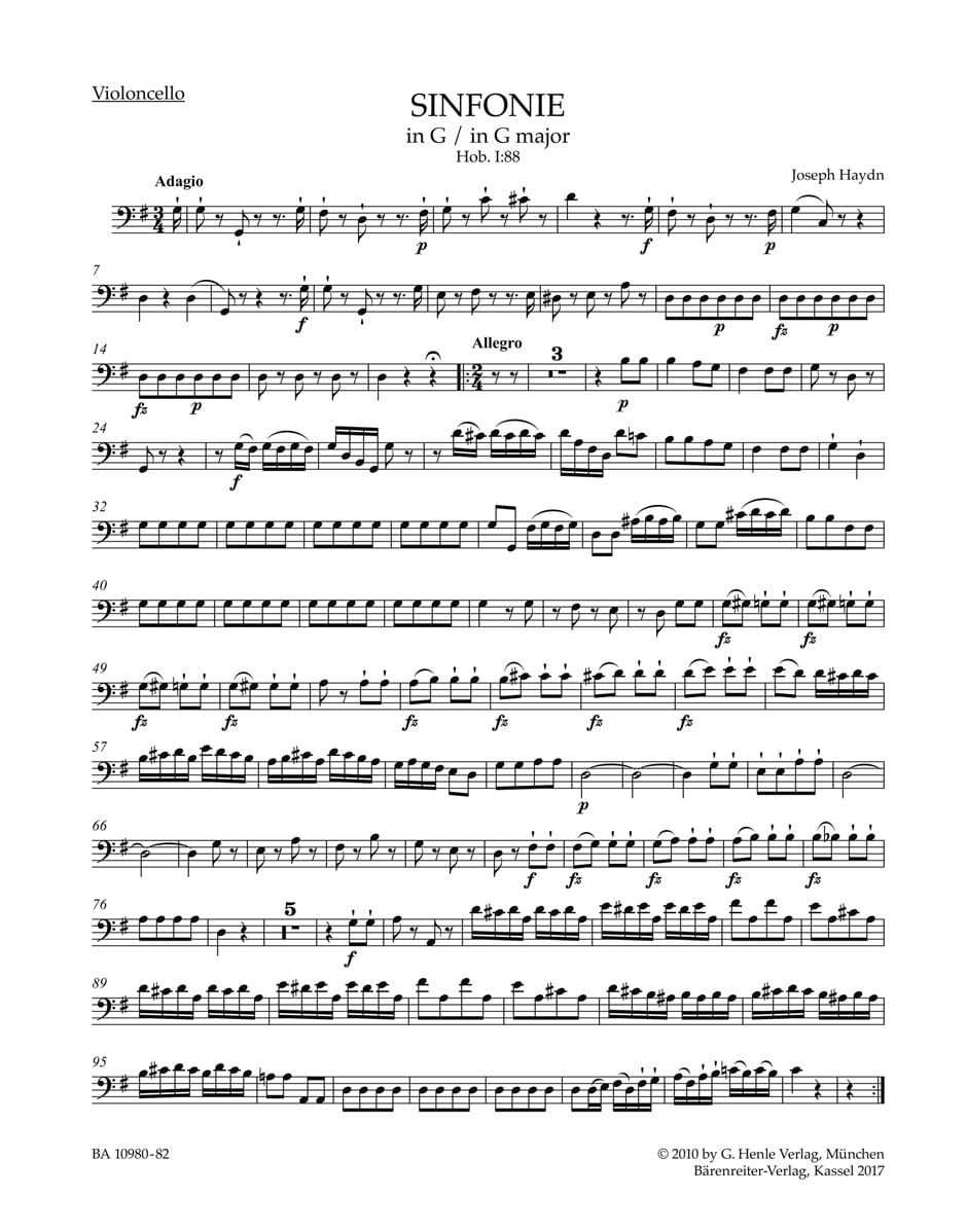 Symphony G major Hob. I:88 Joseph Haydn Partition