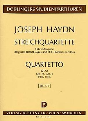 Streichquartett G-Dur Op. 76 n° 1 Hob. 3 : 75 - Partitur - HAYDN