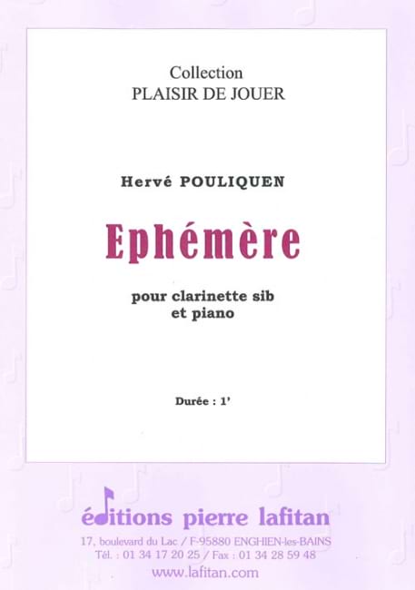 Ephémère Hervé Pouliquen Partition Clarinette