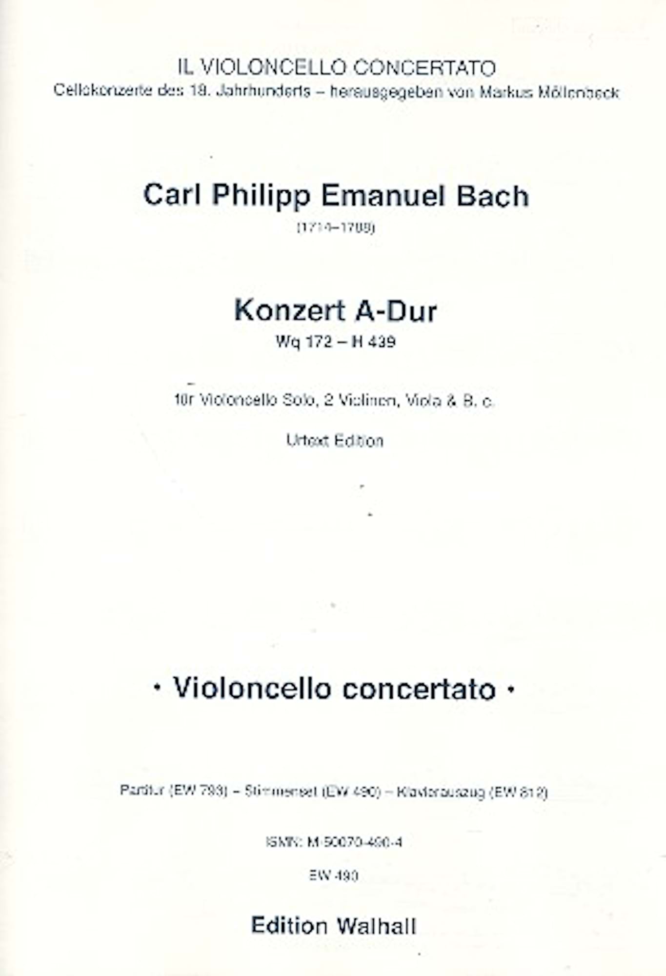 Konzert A-Dur Wq. 172 - Stimmenset Carl Philipp Emanuel Bach Partition