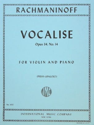 Vocalise op. 34 n° 14 - Violin - RACHMANINOV - Partition - Violon