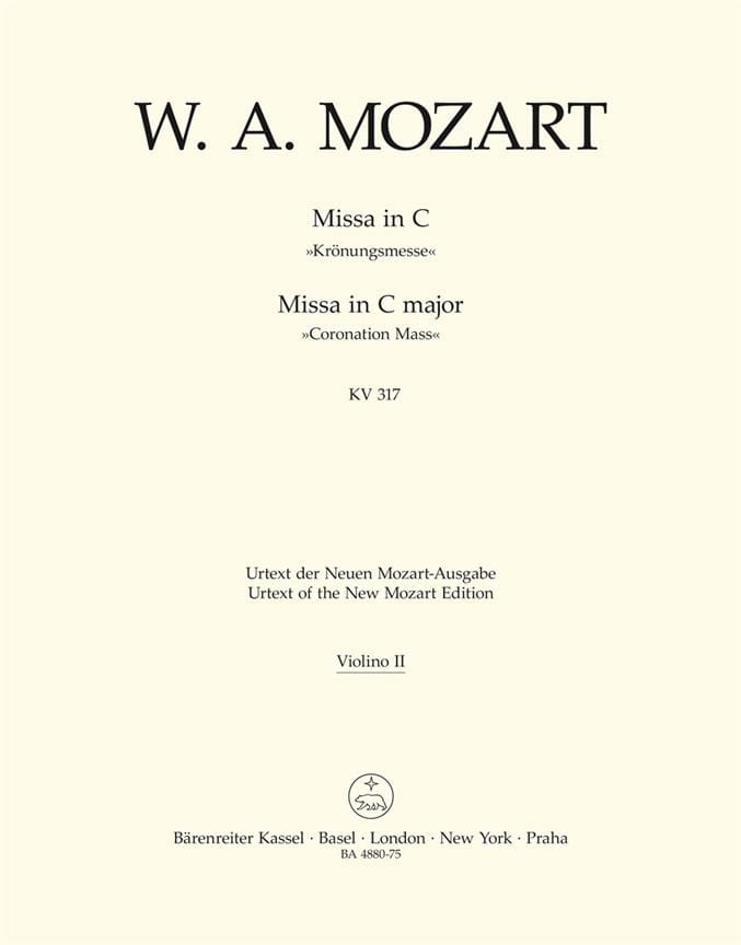Missa C-Dur KV 317 Krönungsmesse MOZART Partition