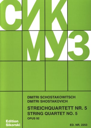Streichquartett Nr. 5 op. 92 - Stimmen - CHOSTAKOVITCH - Partition