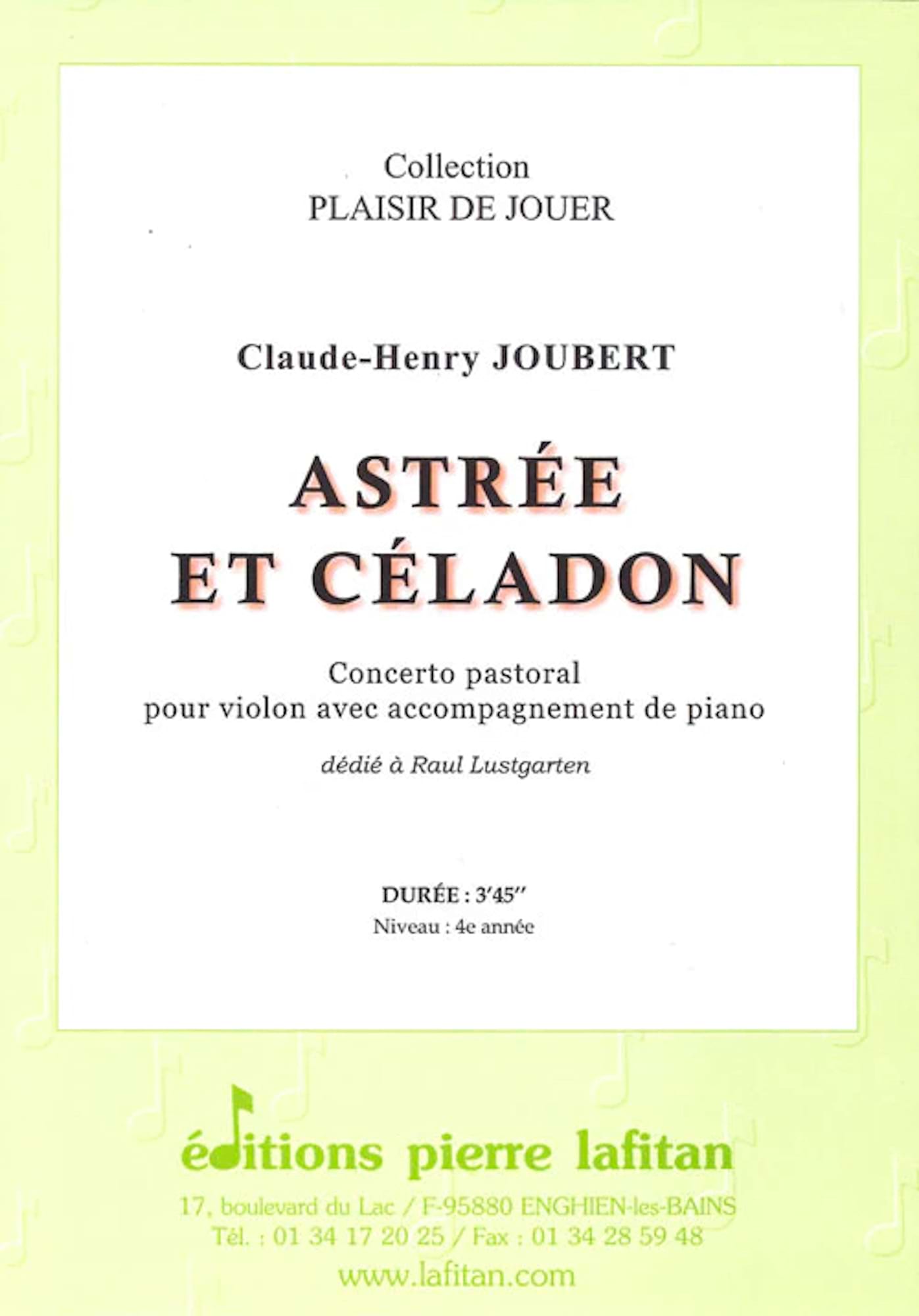 Astrée et Céladon Claude-Henry Joubert Partition