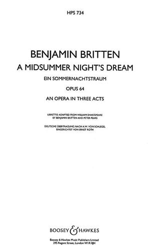 A Midsummer night's dream - Conducteur relié - BRITTEN - Partition
