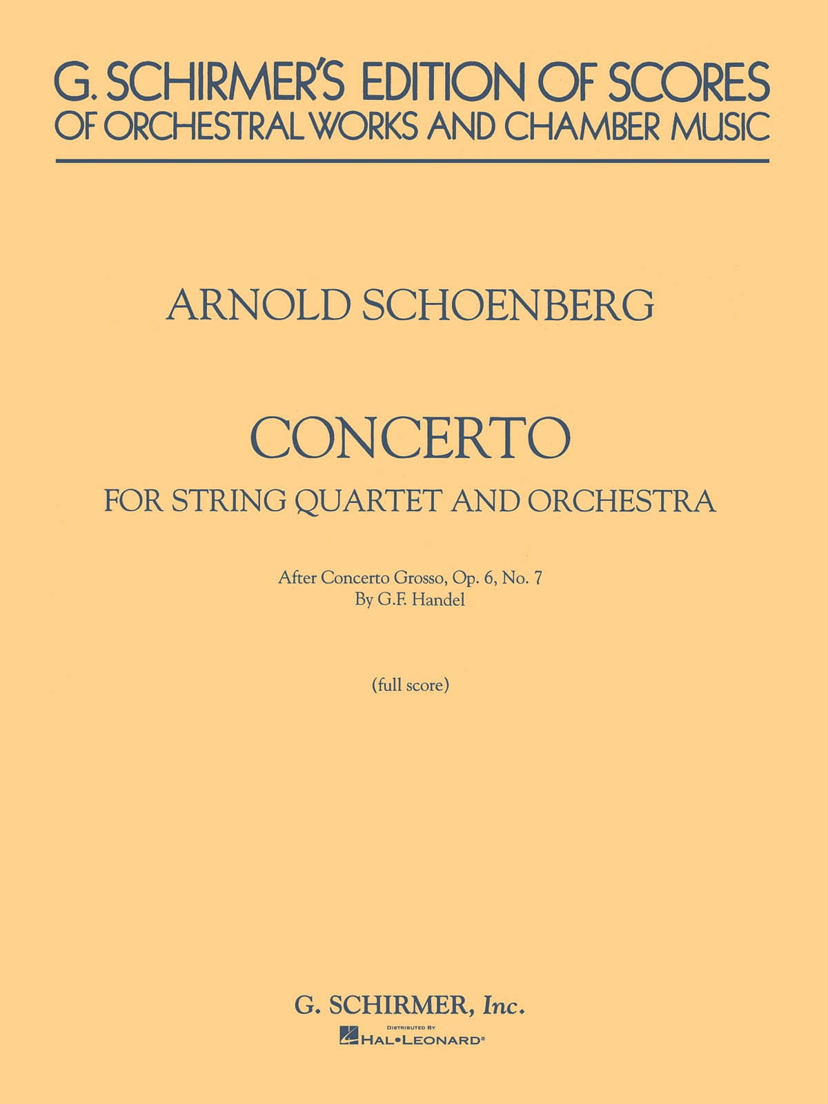 Concerto for String Quartet and Orchestra SCHOENBERG Partition