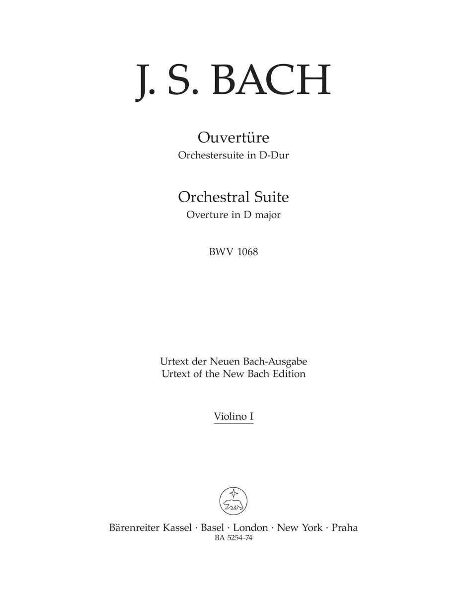 Orchestral Suite (Overture) in D major BWV 1068 BACH Partition