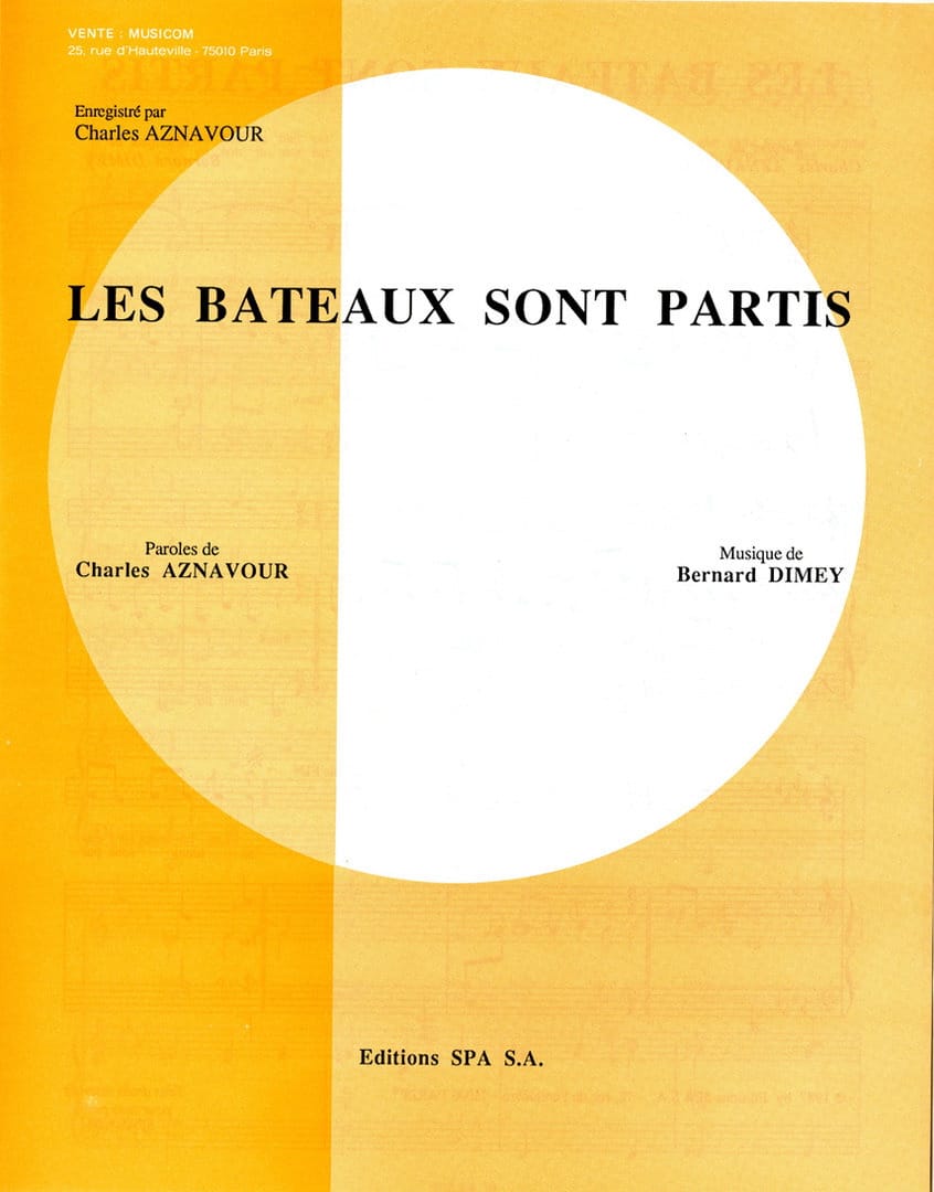 Les Bateaux sont Partis Charles Aznavour Partition Chanson française