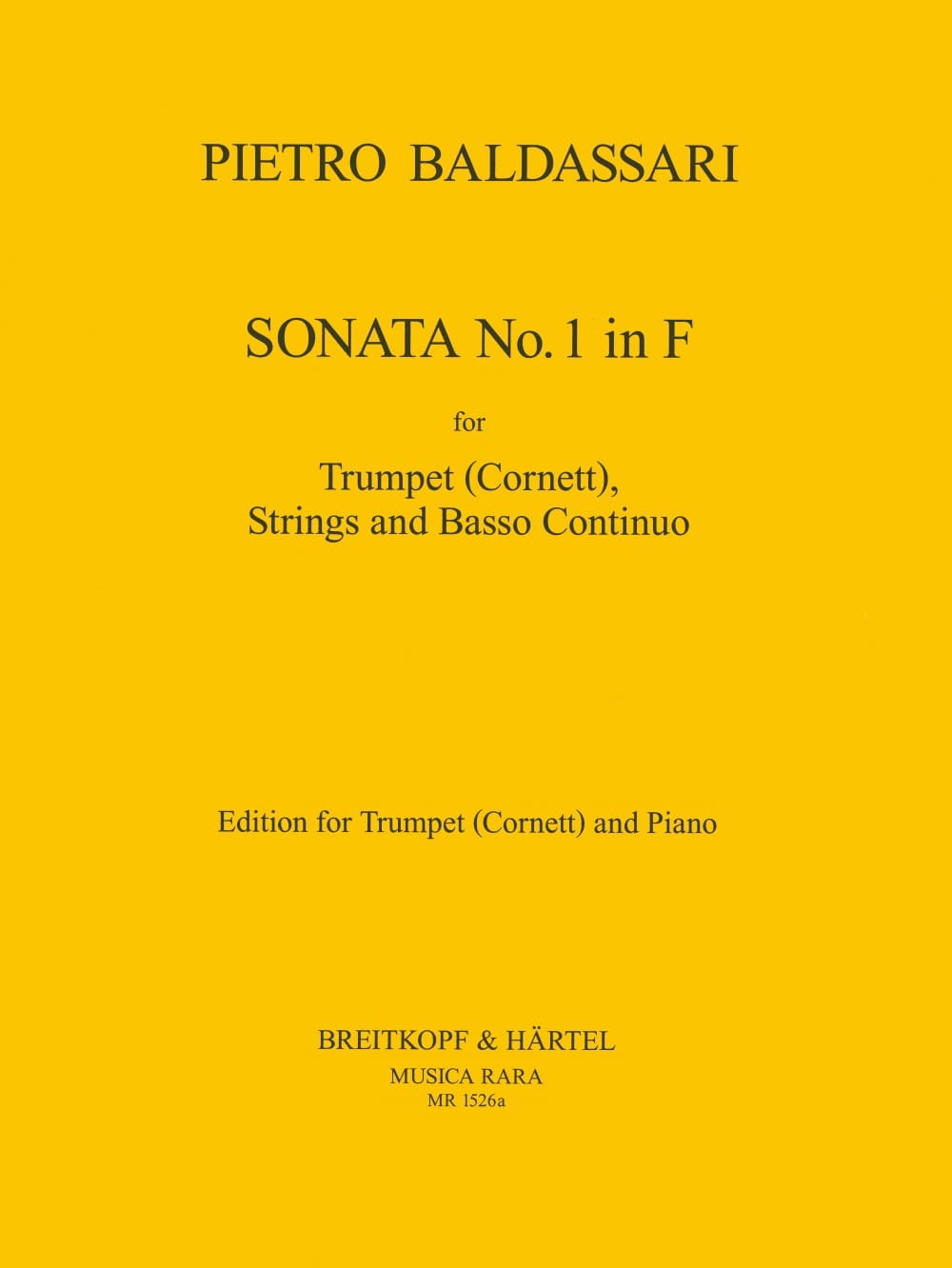 Sonata N° 1 In F Pietro Baldassare Partition Trompette