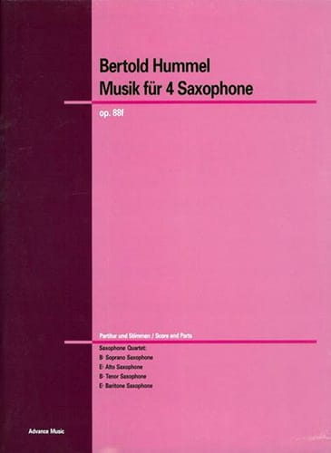 Musik Für 4 Saxophone Opus 88f Berthold Hummel Partition Saxophone