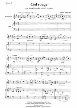 Ciel rouge Pascal Proust Partition Saxophone