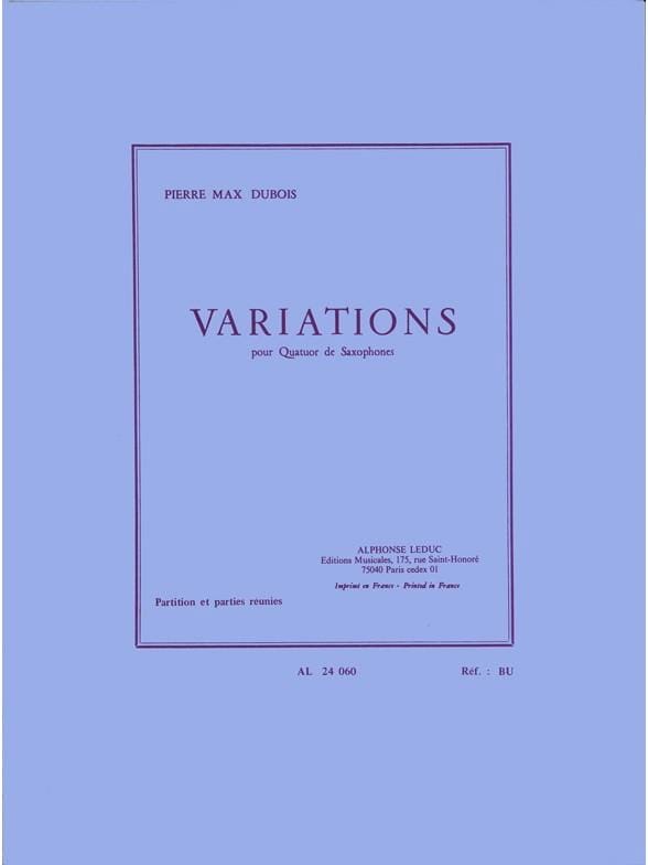 Variations Pierre-Max Dubois Partition Saxophone