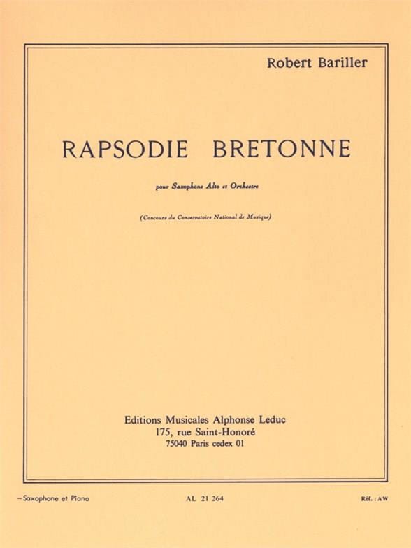 Rapsodie Bretonne Robert Bariller Partition Saxophone