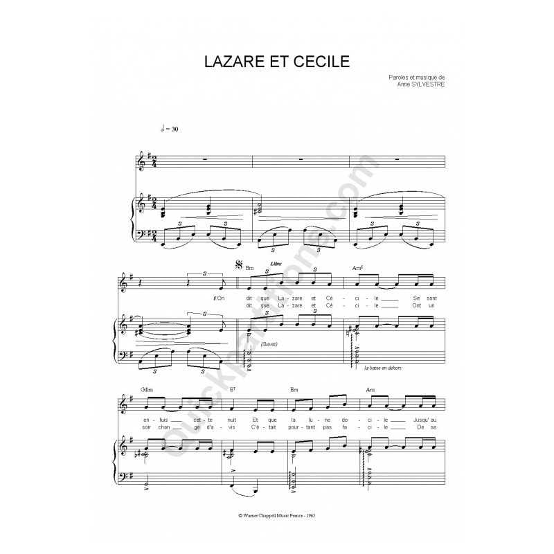 Lazare et Cécile Anne Sylvestre Partition