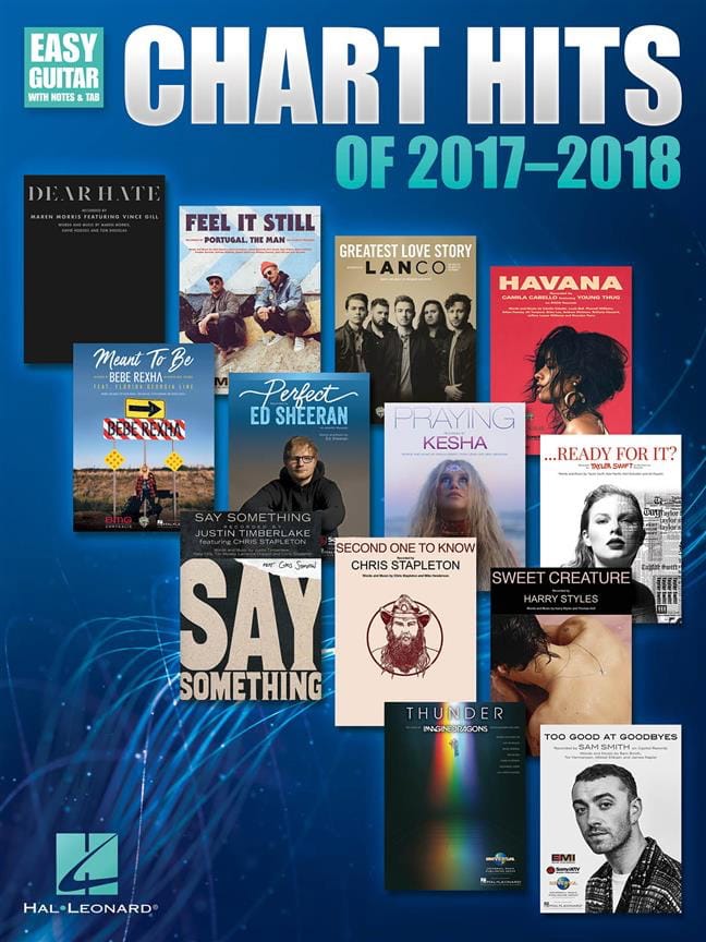 Chart Hits of 2017-2018 - Guitare Facile Partition Pop / Rock