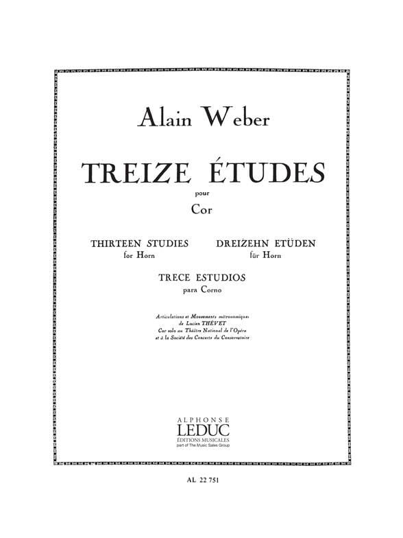 13 Etudes Alain Weber Partition Cor
