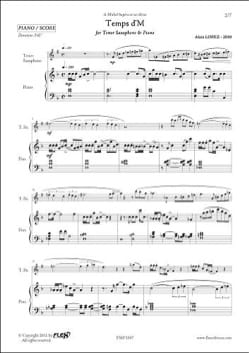 Temps d'M Alain Lopez Partition Saxophone