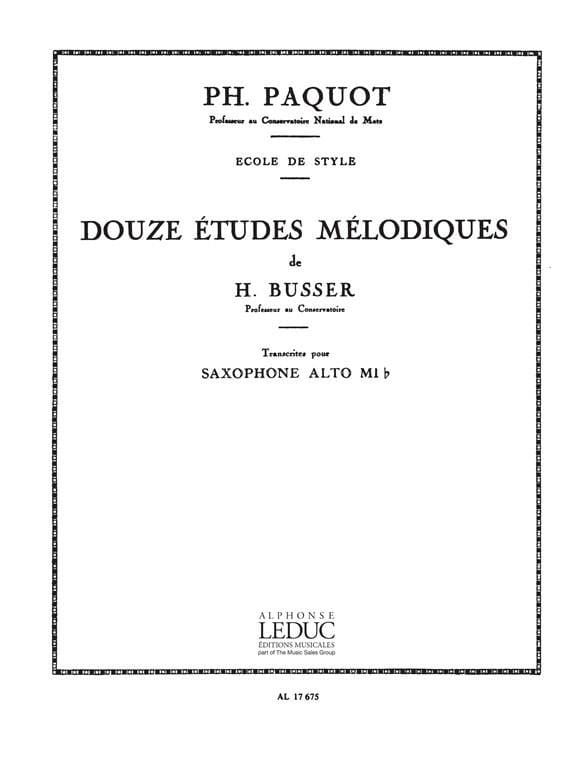 12 Etudes Mélodiques Henri Busser Partition Saxophone