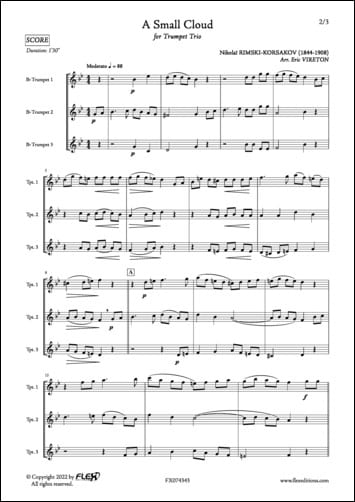 A Small Cloud - Un Petit Nuage RIMSKY-KORSAKOV Partition Trompette