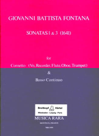 Sonatas 1 & 3 1641 Giovanni Battista Fontana Partition Trompette