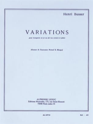 Variations Opus 53 Henri Busser Partition Trompette